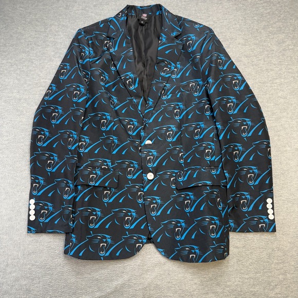 Carolina Panthers Suit Jacket Blazer Mens 40 All Over Print Football Party Funny - Picture 1 of 10